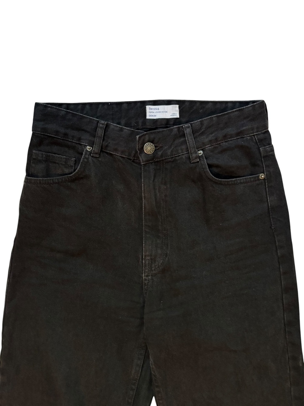 Bershka High Waist Straight Leg Black Jeans Size US 4 Classic Denim Grunge - Picture 2 of 7